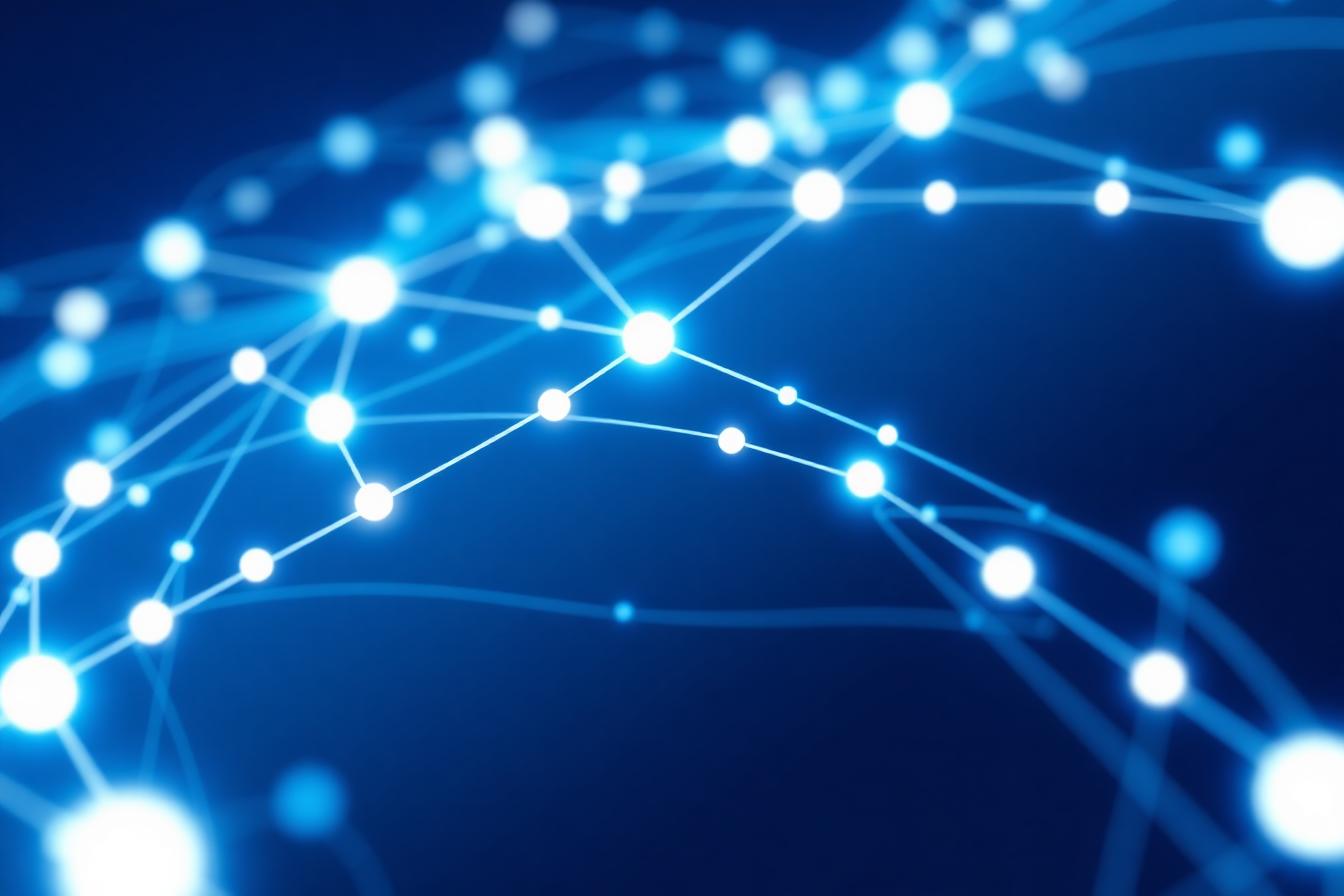 Abstract network visualization representing connected software systems
