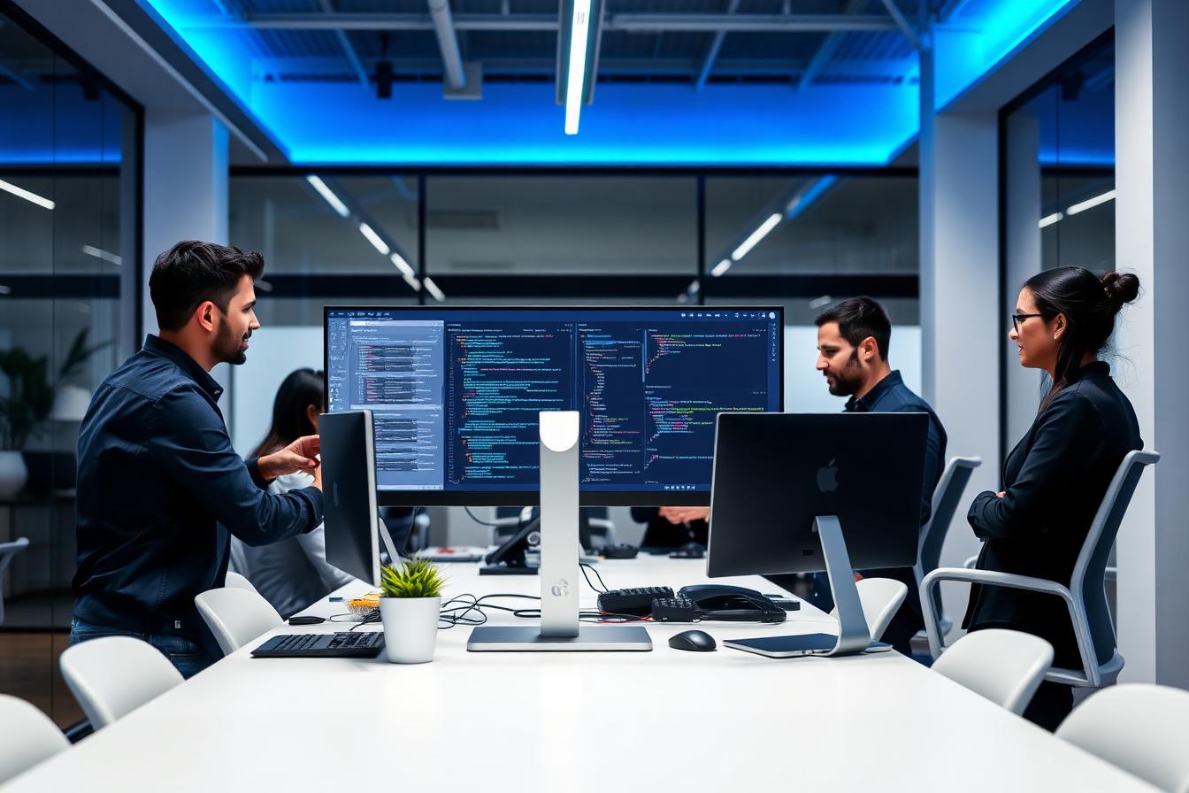 RealCore team collaborating in a modern office